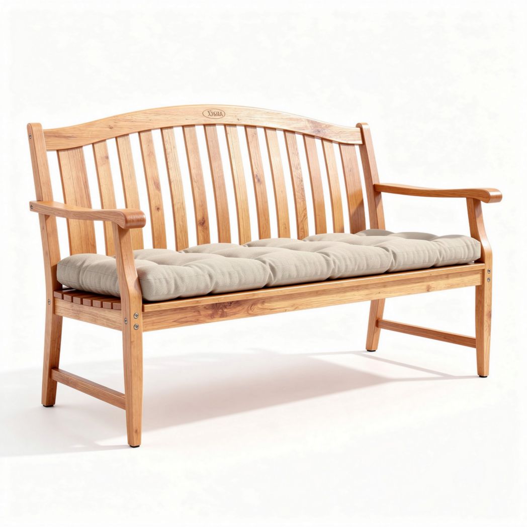 Houten bank met kussen 150 x 60 x 80cm voor terras en tuin