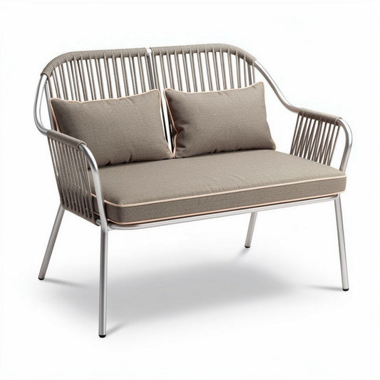 Tweedelige tuinbank met kussens van polyester en aluminium frame 150 x 70 x 80cm