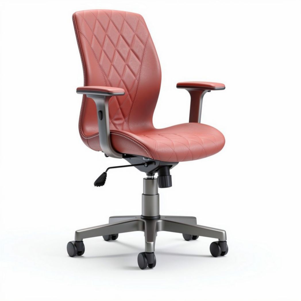 Ergonomische bureaustoel met verstelbare armleuningen in rood kunstleer 60 x 60 x 100cm