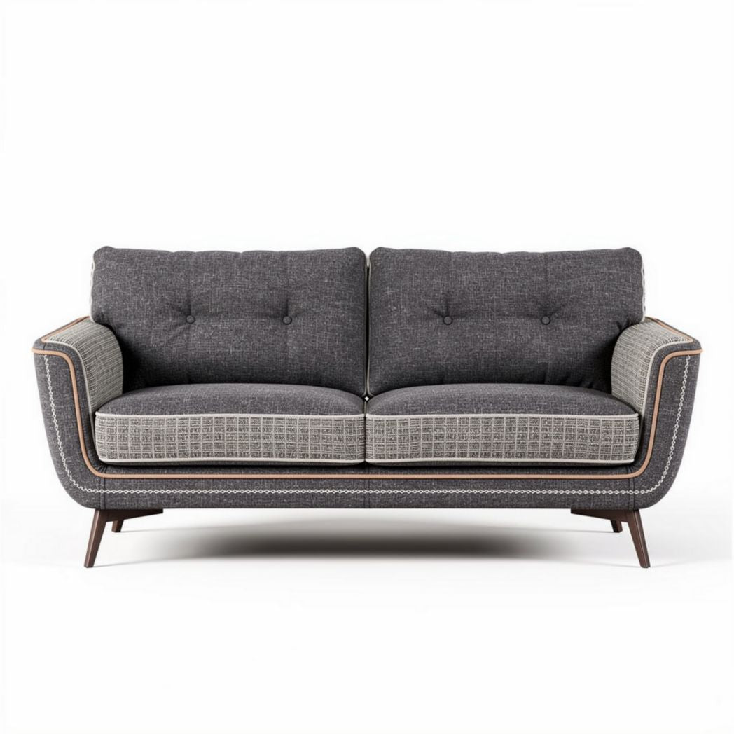 Grijze bank van stof met houten poten 180 x 90 x 80cm voor woonkamer