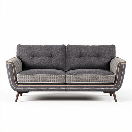 Grijze bank van stof met houten poten 180 x 90 x 80cm voor woonkamer