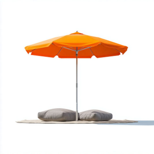 Loungeset met parasol en kussens in bruin en beige 200 x 200 x 250cm